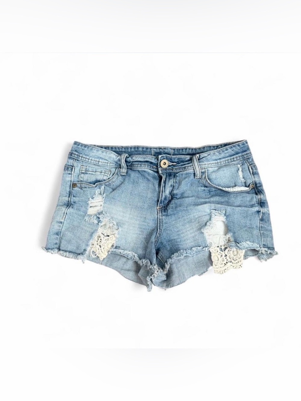 Sound girl Light Wash Denim Lace-Trim Women's Shorts size 13